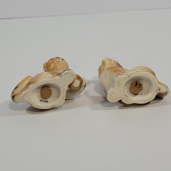 Vintage Orange Tabby Cat Salt and Pepper Shakers Set Japan Ceramic Kittens - Picture 6 of 10